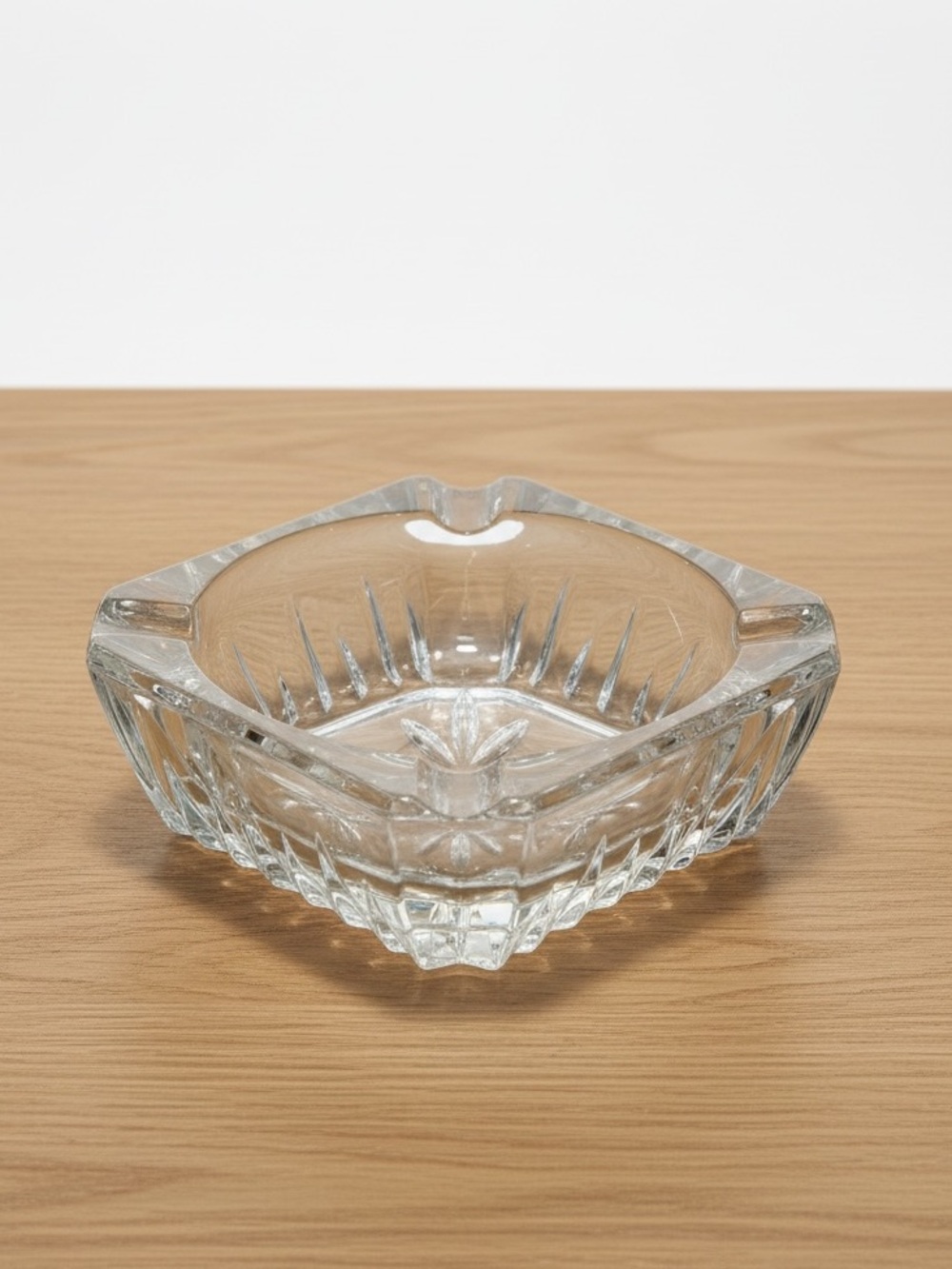 Vintage Cristal d’Arques Clear Crystal Square Ashtray  Starburst Cut